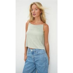 LNA Lena High Neck Tank Sage Square Neck Tank Top Green‎ Size XS